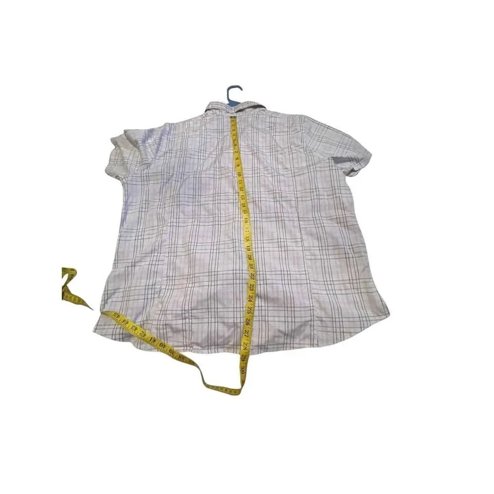 L.L. Bean Womens Purple Gray Plaid Vented Button Up Fishing Shirt Size 2X Plus